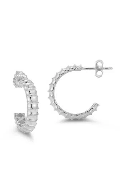 Chloe & Madison Chloe And Madison Ribbed Hoops Earrings In Silver