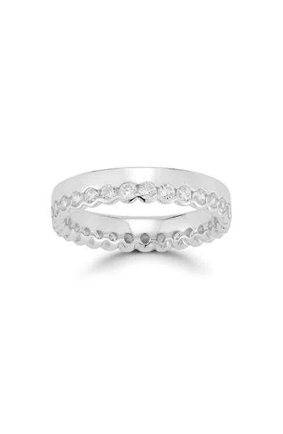 Chloe & Madison Chloe And Madison Scallop Cz Band Ring In Silver