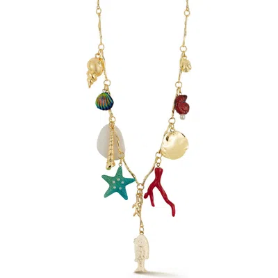 Chloe & Madison Chloe And Madison Seashore Goldtone Charm Necklace