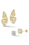 Chloe & Madison Chloe And Madison Set Of 2 Butterfly Wing Stud Earrings In Gold