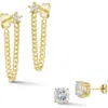 Chloe & Madison Women's Set Of 2 14k Goldplated Sterling Silver & Cubic Zirconia Chain Drop & Stud Earrings In Gold