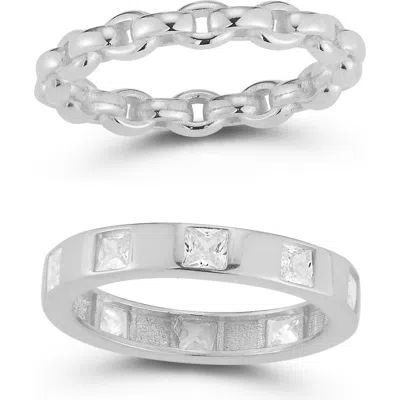 Chloe & Madison Chloe And Madison Set Of 2 Rings In Silver