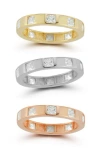 Chloe & Madison Chloe And Madison Set Of 3 Cubic Zirconia Rings In Gold