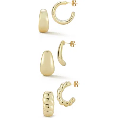 Chloe & Madison Chloe And Madison Set Of 3 Hoop Earrings In Gold