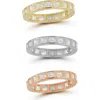 Chloe & Madison Chloe And Madison Set Of 3 Tri-tone Cubic Zirconia Eternity Band Rings In Gold