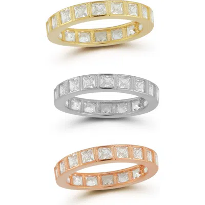 Chloe & Madison Chloe And Madison Set Of 3 Tri-tone Cubic Zirconia Eternity Band Rings In Gold