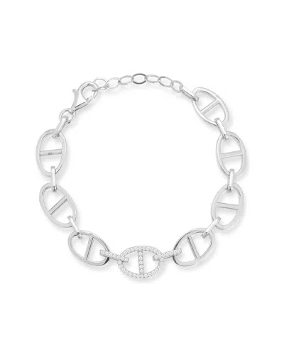 Chloe & Madison Chloe And Madison Silver Cz Bold Marine Link Bracelet