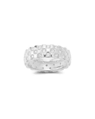 CHLOE & MADISON CHLOE AND MADISON SILVER CZ CHECKERED RING