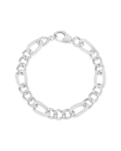 Chloe & Madison Chloe And Madison Silver Cz Chunky Figaro Bracelet