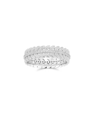Chloe & Madison Chloe And Madison Silver Cz Feather Band Ring