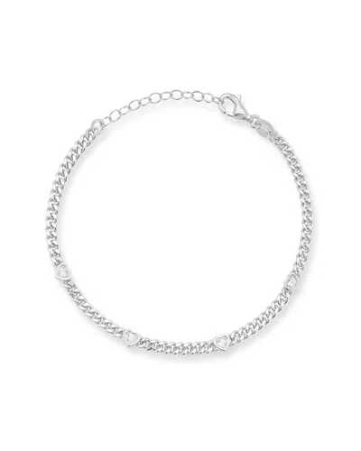Chloe & Madison Chloe And Madison Silver Cz Heart Curb Bracelet