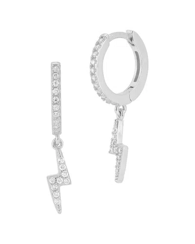 Chloe & Madison Chloe And Madison Silver Cz Lightning Huggie Earrings