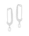 Chloe & Madison Chloe And Madison Silver Cz Safety Pin Earrings
