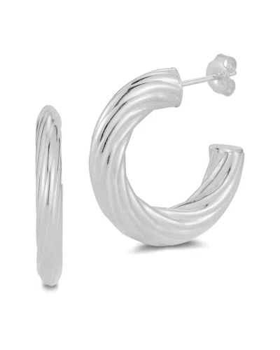 Chloe & Madison Chloe And Madison Silver Flattened Twisted Hoops