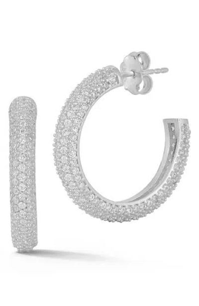 Chloe & Madison Chloe And Madison Small Pavé Cubic Zirconia Hoop Earrings In Silver