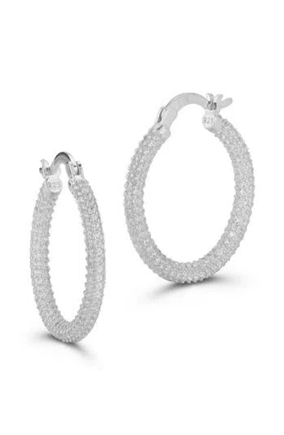 Chloe & Madison Chloe And Madison Small Pavé Cubic Zirconia Hoop Earrings In Metallic