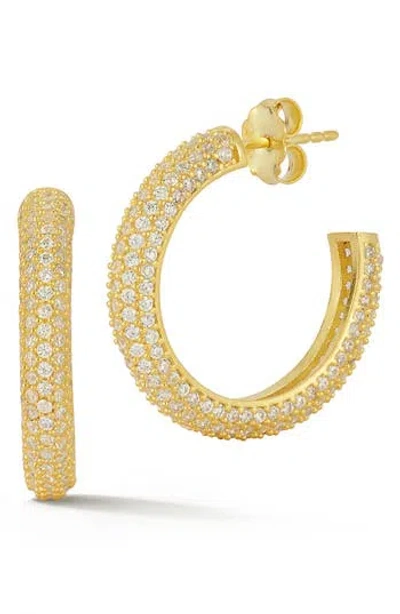 Chloe & Madison Chloe And Madison Small Pavé Cz Hoop Earrings In Gold