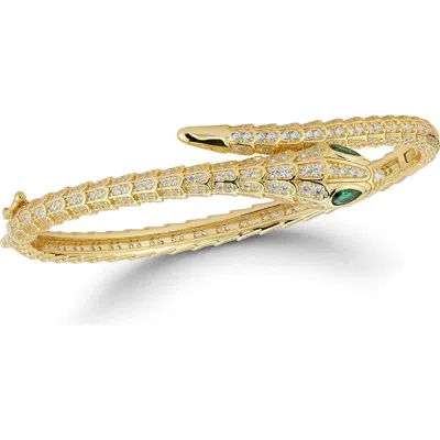 Chloe & Madison Chloe And Madison Snake Cubic Zirconia Pavé Bypass Bangle Bracelet In Gold
