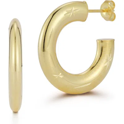 Chloe & Madison Chloe And Madison Star Flat Hoop Earrings In Gold
