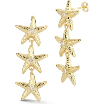 Chloe & Madison Chloe And Madison Starfish Cubic Zirconia Drop Earrings In Gold