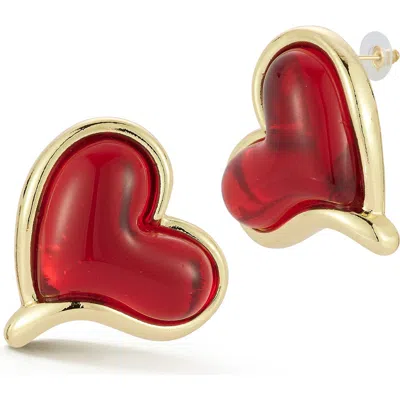 Chloe & Madison Chloe And Madison Statement Heart Stud Earrings In Multi