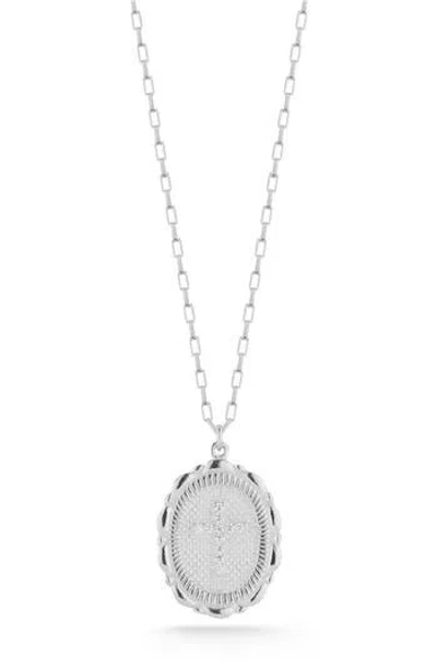 Chloe & Madison Chloe And Madison Sterling Silver Cross Oval Necklace