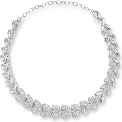 Chloe & Madison Chloe And Madison Sterling Silver Pavé Cubic Zirconia Leaves Bracelet