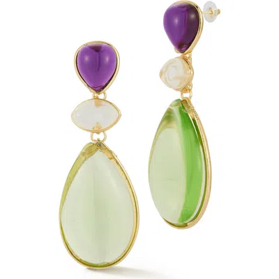 Chloe & Madison Chloe And Madison Stone Drop Earrings In Gold
