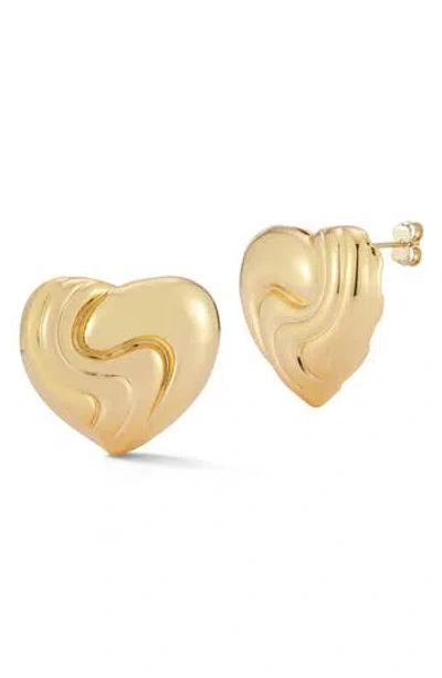 Chloe & Madison Chloe And Madison Swirl Heart Stud Earrings In Gold