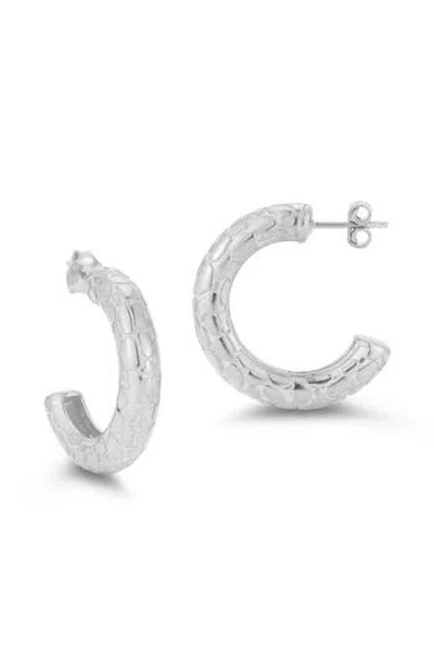 Chloe & Madison Chloe And Madison Textured Hoop Earrings In Silver