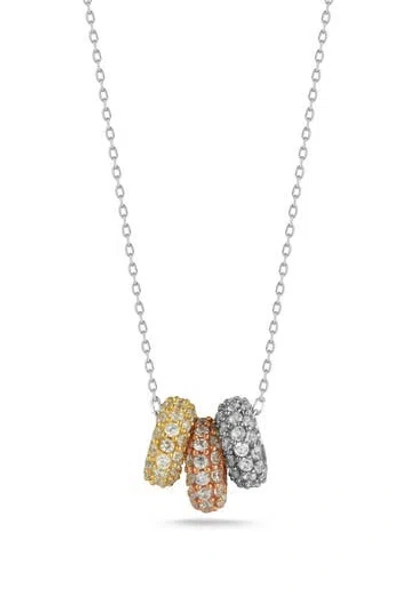Chloe & Madison Chloe And Madison Three Ring Cubic Zirconia Pendant Necklace In Silver