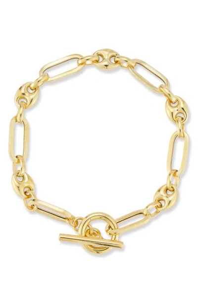 Chloe & Madison Toggle Paper Clip Chain Bracelet In Gold