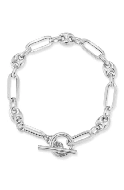 Chloe & Madison Toggle Paper Clip Chain Bracelet In Metallic