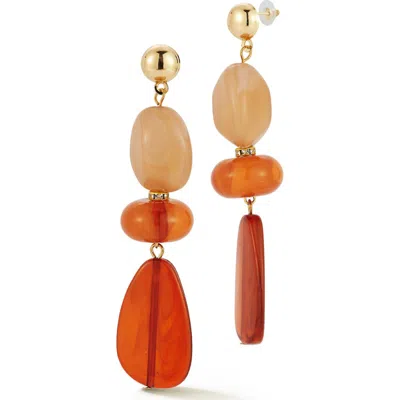 Chloe & Madison Chloe And Madison Triple Bead Drop Earrings In Gold