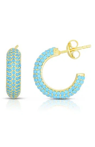 Chloe & Madison Chloe And Madison Turquoise Hoop Earrings In Gold