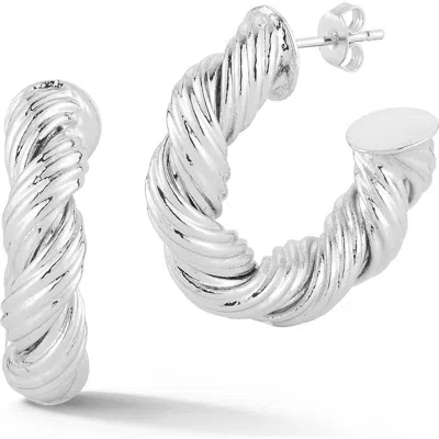 Chloe & Madison Chloe And Madison Twist Hoop Earrings In White