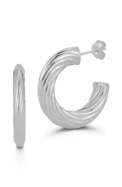 Chloe & Madison Chloe And Madison Twisted Flat Hoop Earrings In Silver