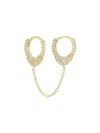 Chloe & Madison Women's 14k Gold Plated & Cubic Zirconia Double Piercing Huggie Earrings In Yellow Gold