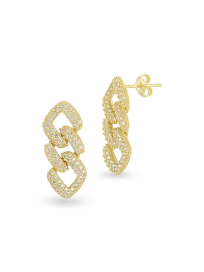 Chloe & Madison Women's 14k-gold-plated Sterling Silver & Cubic Zirconia Link Drop Earrings In Yellow Gold