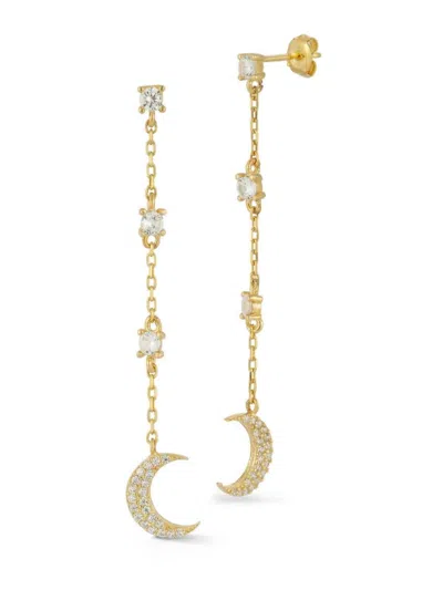 Chloe & Madison Women's 14k-gold-plated Sterling Silver & Cubic Zirconia Moon Drop Earrings In Yellow Gold