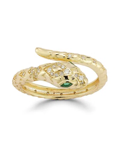 Chloe & Madison Women's 14k-gold-plated Sterling Silver & Cubic Zirconia Snake Ring In Yellow Gold