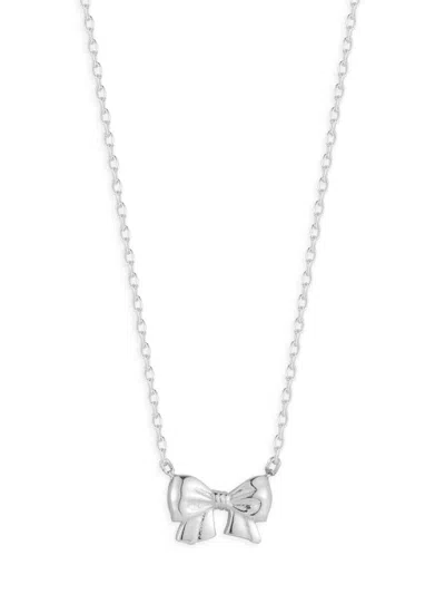 Chloe & Madison Women's 14k-gold-plated Sterling Silver Bow Necklace In White Gold
