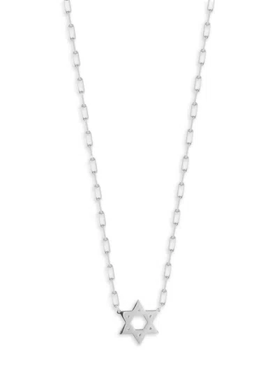 Chloe & Madison Women's 14k-gold-plated Sterling Silver Star Of David Necklace In White Gold