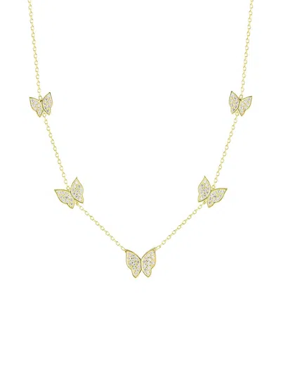 Chloe & Madison Women's 14k Gold Vermeil & Crystal Butterfly Stationnecklace