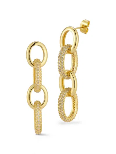 Chloe & Madison Women's 14k Goldplated & Pavé Cubic Zirconia Link Drop Earrings In Yellow Gold