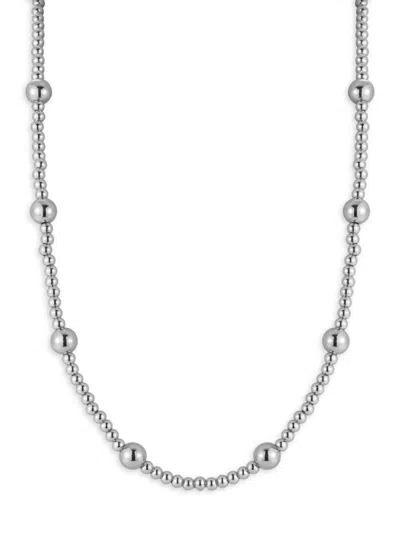 Chloe & Madison Women's 14k-goldplated Beaded Ball Chain Necklace In White Gold