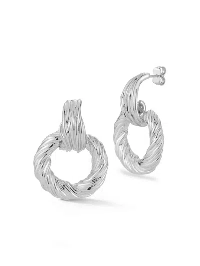 Chloe & Madison Chloe And Madison Jewelry Statement Twisted Link Earrings In White Gold
