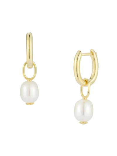 Chloe & Madison Women's 14k Goldplated Sterling Silver & 7.5mm Baroque Cultured Feshwater Pearl Huggie Earrings