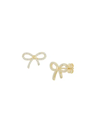 Chloe & Madison Women's 14k Goldplated Sterling Silver & Cubic Zirconia Bow Stud Earrings