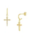 Chloe & Madison Women's 14k Goldplated Sterling Silver & Cubic Zirconia Cross Drop Earrings In Silver